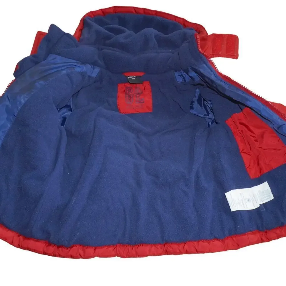 Paul Frank Baby Puffer Jacket 18M Red Hooded Winter Coat Fleece Lined Monkey Log